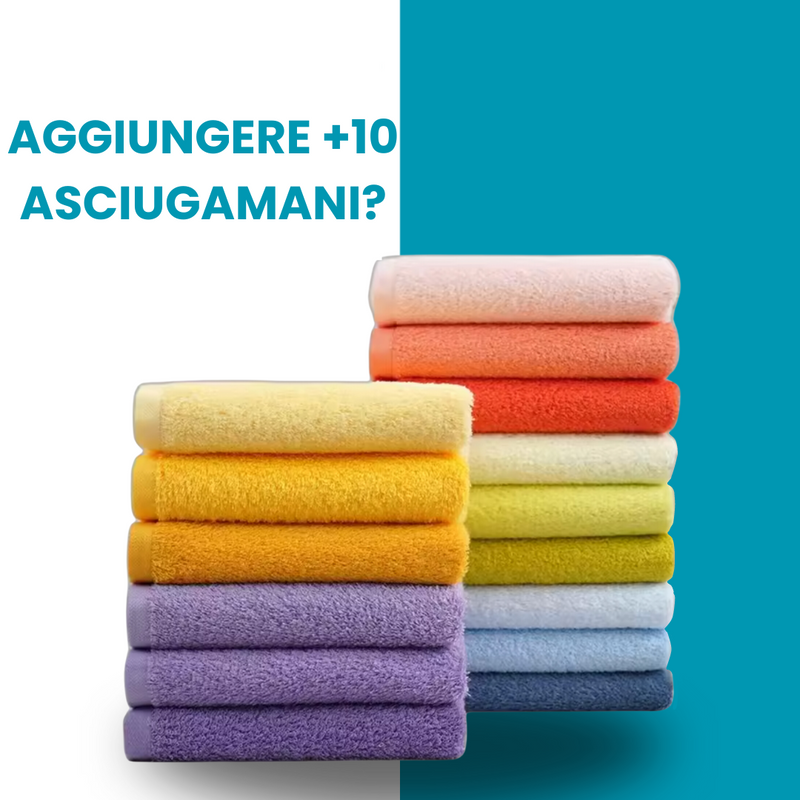 MEGA KIT con 10 Asciugamani di Alta Qualità (LIQUIDAZIONE – ULTIMO GIORNO)